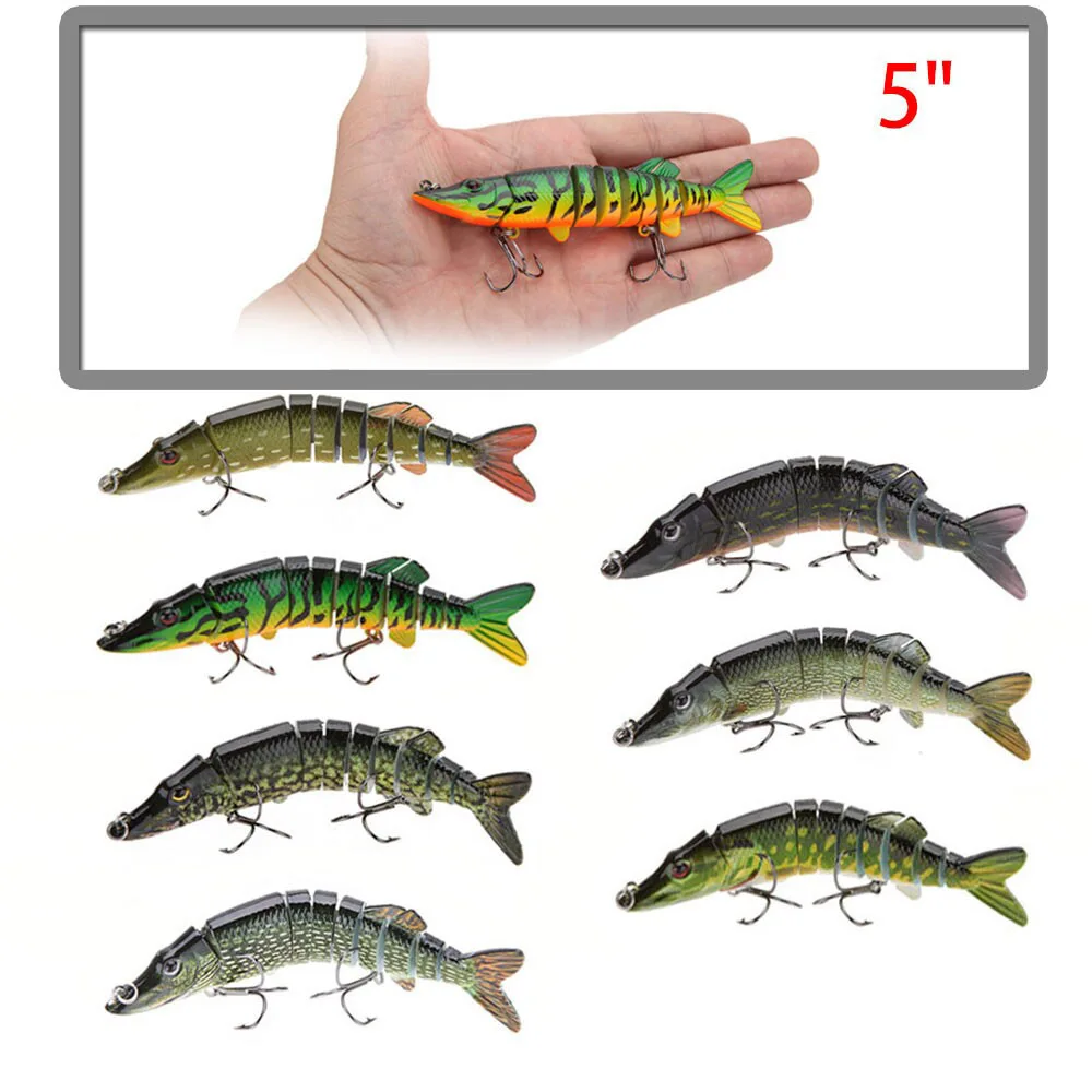 

Lixada 12.5cm 20g Lifelike Multi-jointed 9-segement Pike Muskie Fishing Lure Swimbait Crankbait Hard Bait Fishing Tackle
