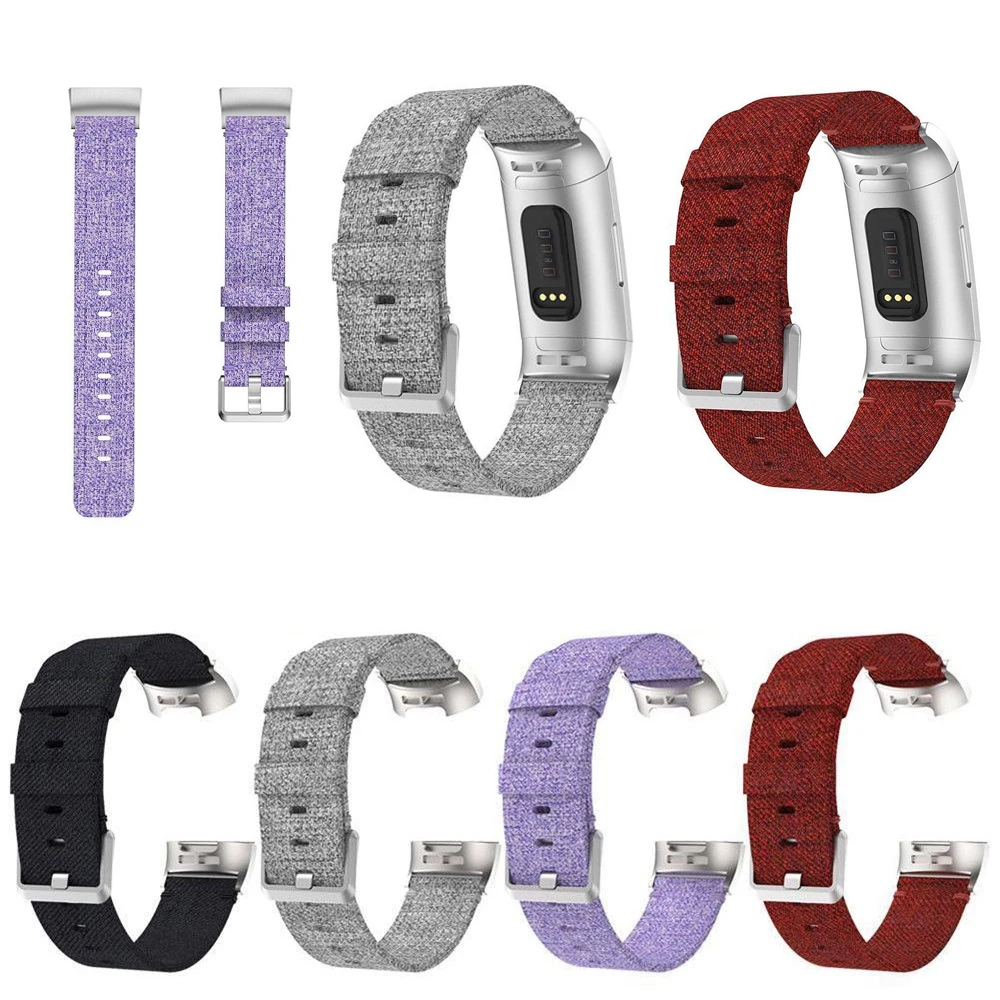 

1Pcs Sports Wrist Support Woven Canvas Fabric Wrist Band Strap Replacement 4 Colors For Fitbit Charge 3 Wristband New