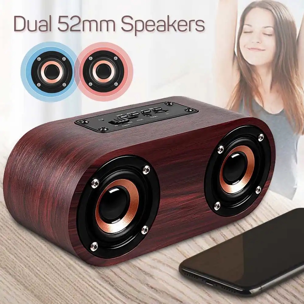 

4.2 bluetooth Speaker 1500mAh Portable Wireless speaker Sound System TF AUX Sound Music speaker Wooden