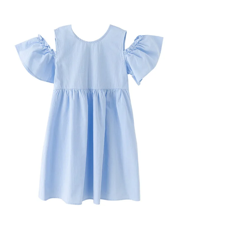 

2019 new summer short sleeve chiffon dress age for 4 - 14 yrs teenage girls cute princess bow dress big girls simple blue frocks