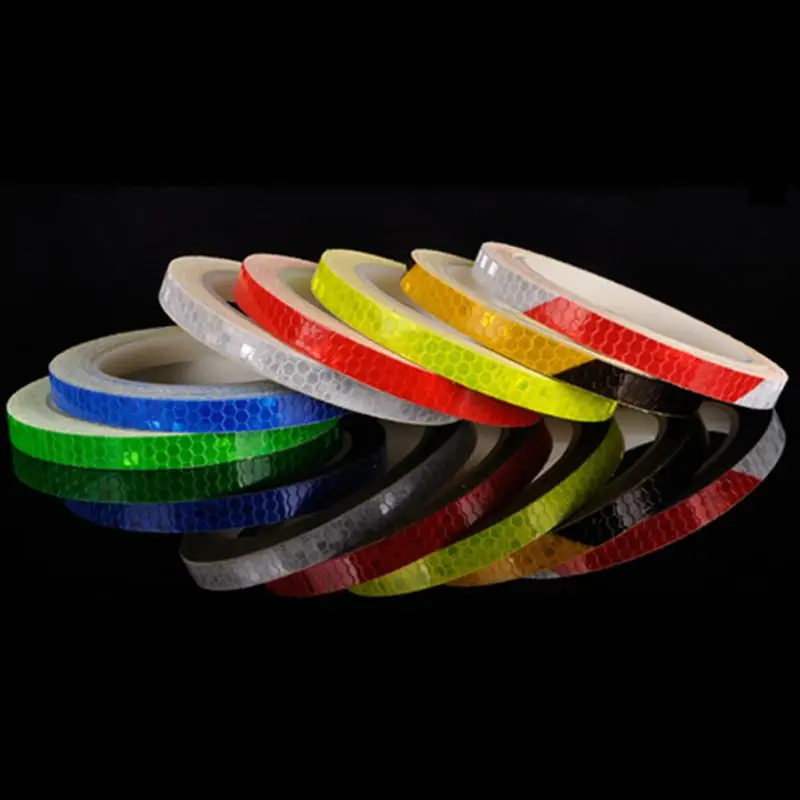 Pegatinas reflectantes de bicicleta MTB bicicleta motocicleta cinta adhesiva fluorescente advertencia de seguridad accesorios de ciclismo 1 CM * 8 M