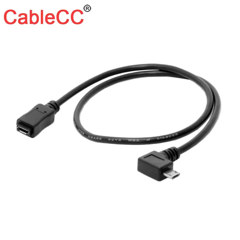 

Cablecc Micro USB 2.0 90 Degree Left / Right Angled Male to Female Tablet Phone Extension Cable 50cm