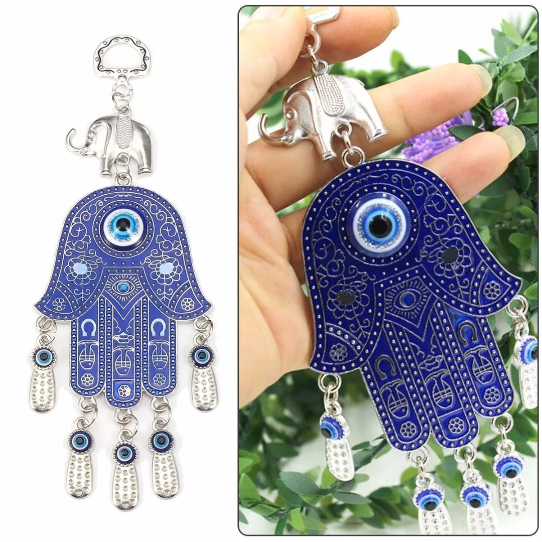 

2019 new Turkish Blue Evil Eye Hamsa Hand Amulet Wall Protection Hanging Cars Home Decor