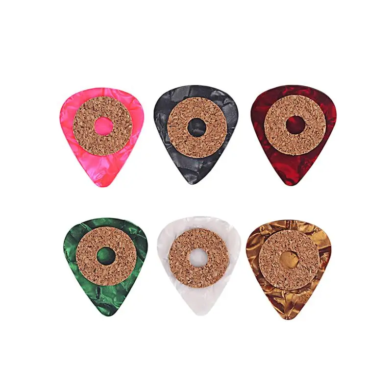 6pcs Guitar Picks Colorful Non slip Grip Cork Tape Guitar Picks for