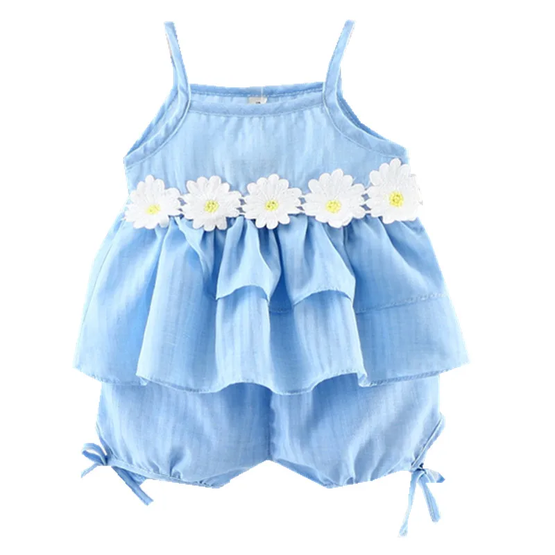 Комплект с шортами для маленьких девочек из 2 предметов топ на бретелях оборками