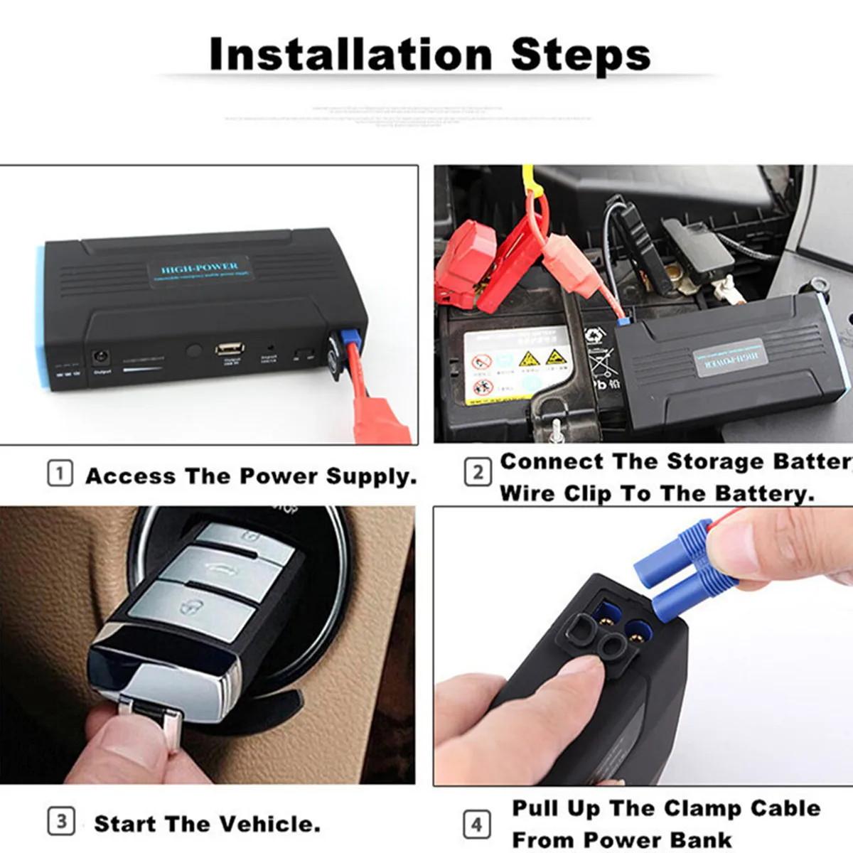 Multifunction Jump Starter 30000mAh 12V/16V/19V 400A Portable Power Bank Car Battery Booster Charger Starting Device