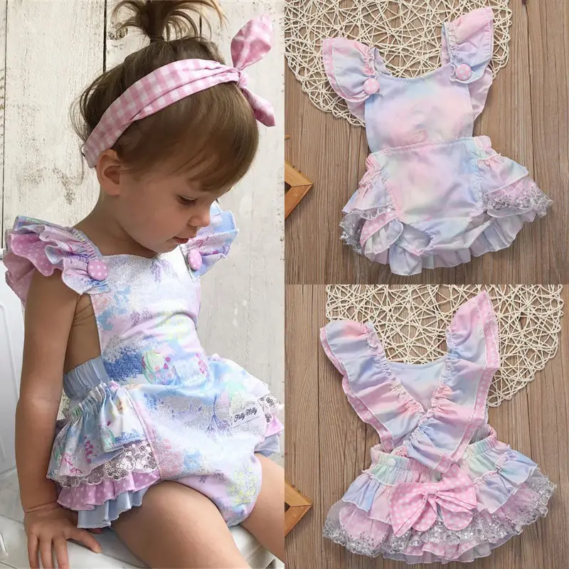 Floral Newborn Baby Girl Romper Sleeveless Jumpsuit Outfits Sunsuit