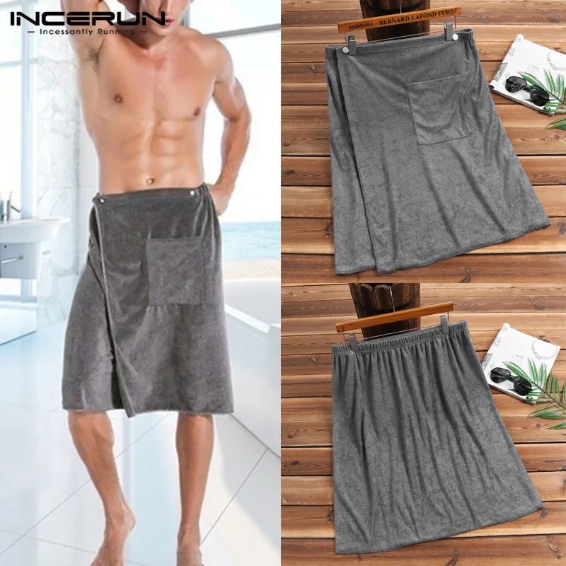 Buy INCERUN Adult Men Soft Bathrobe Homewear Solid