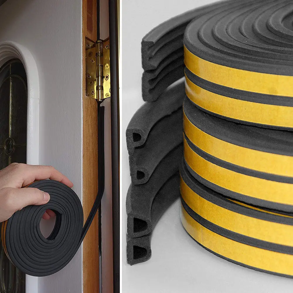 Draught Excluder Self Adhesive Rubber Door Window Seal Strip Roll Foam