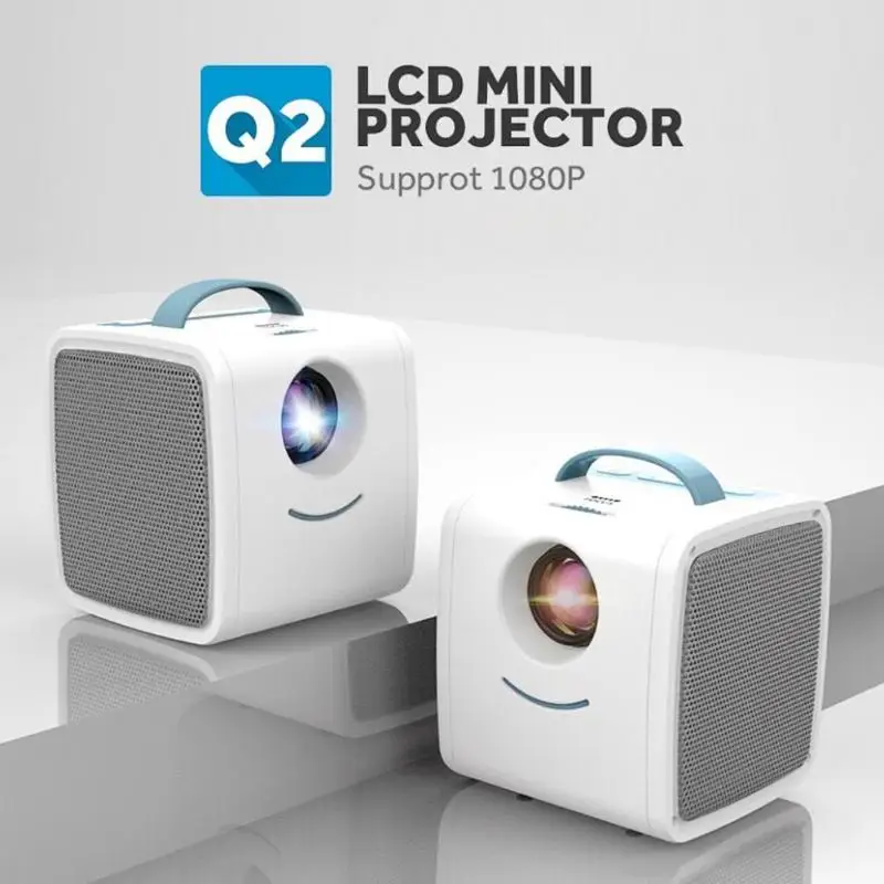 

Q2 Mini Portable Projector 1920*1080P Full HD 30 Lumens Children Gift Education TV Smart Home Cinema Theater Beamer US EU Plug