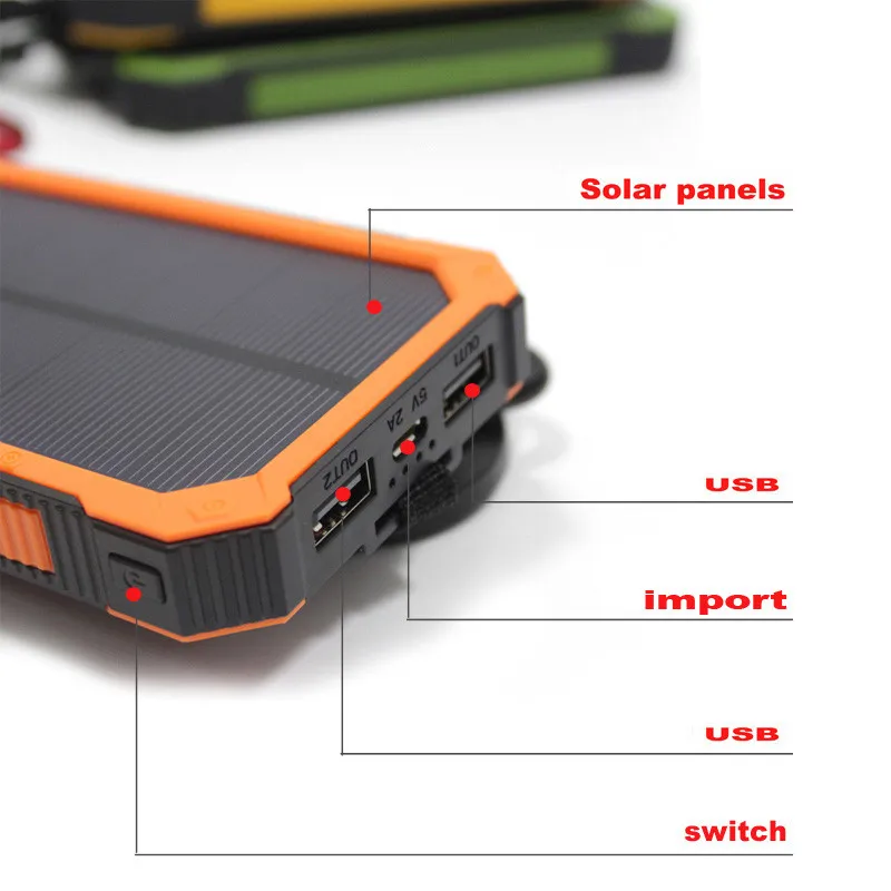Best Price Waterproof 20000mah Solar power bank Charger External battery LED lighting outdoor Charging PowerBank for Cell phone