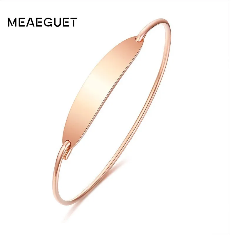 

Personalized ID Bangle Women Bracelet Stainless Steel In Gold Silver Color Custom Bending Charm Jewelry