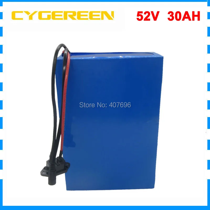 

Free customs duty 2500W 51.8V Ebike battery 52V 30AH Scooter battery 52V Lithium battery use NCR18650GA 3500mah cell 50A BMS