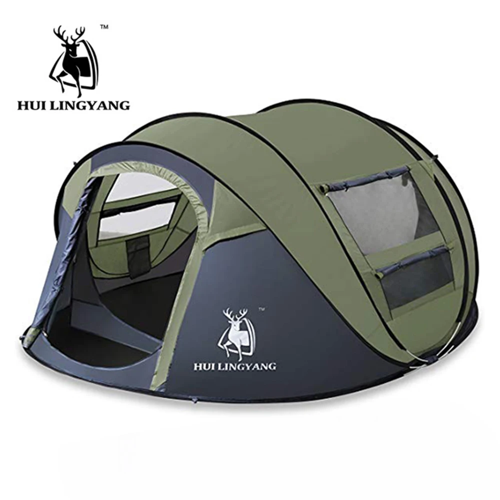

HUILINGYANG 3 - 4 People Throw Tent Outdoor Automatic Tents Throwing Pop Up Waterproof Hiking Camping Tent Large Family Tents