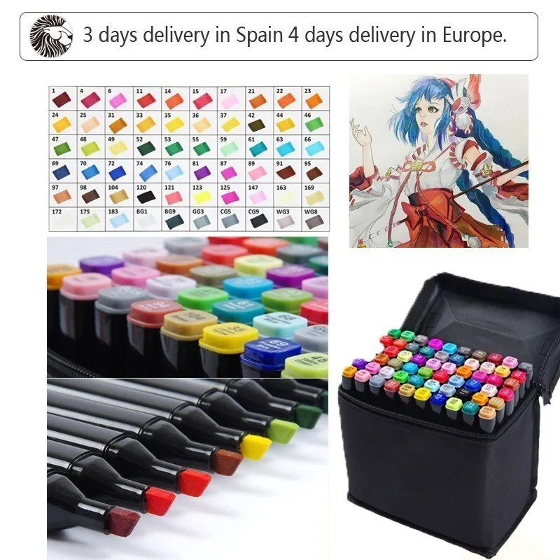 32/48/72/168 Colors Multicolor Oily Marker Pen Double-headed Nib Student painting Art school Horticultural Landscape Design | Канцтовары