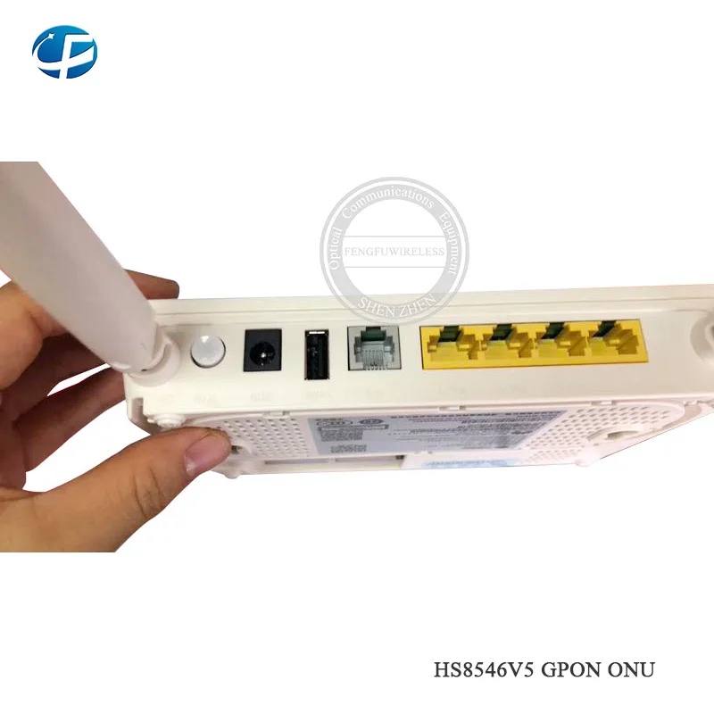 Лучшая цена HW с 2,4G& 5G двухдиапазонный WiFi HS8546V5 FTTH GPON ONU ONT 4GE 4 порта+ 1TEL+ 2USB, английский интерфейс с мобильным логотипом