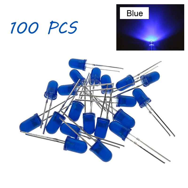 100X светодиодный диоды 5 мм шарик испуская Голубая Соломенная шляпа много urtal яркий с круглым Широкий формат свет DIY
