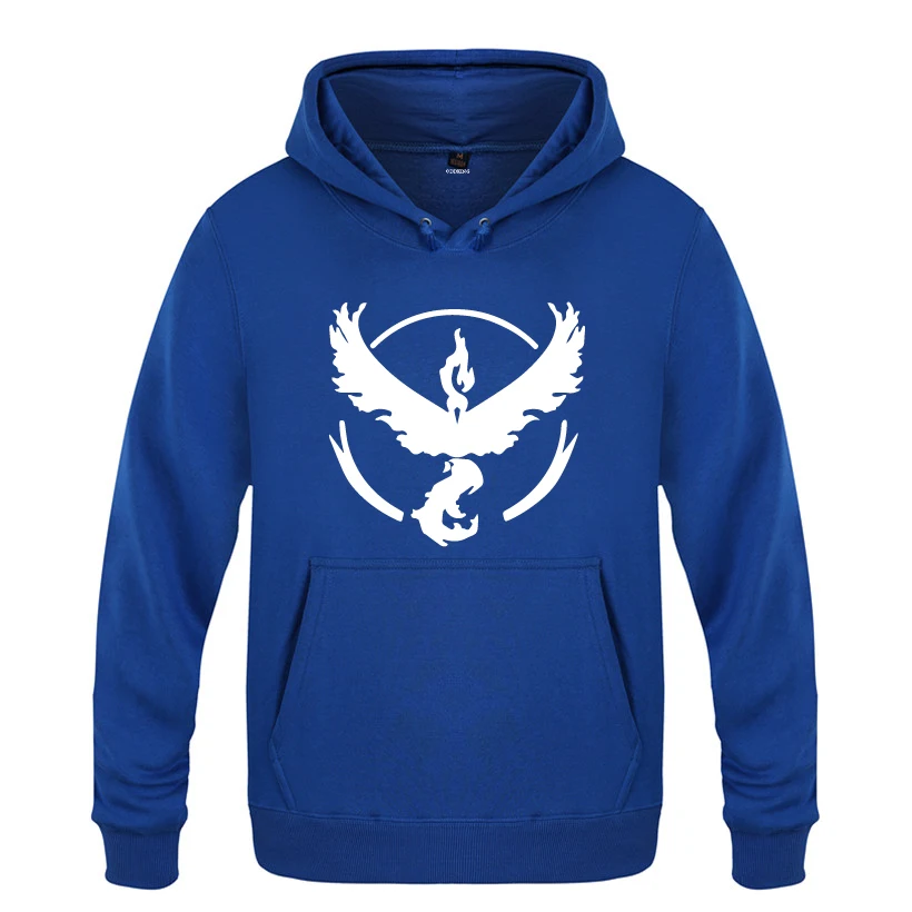Pokemon Go Team Valor Team Hoodies Men 2018 Men's Pullover Fleece Hooded Sweatshirts