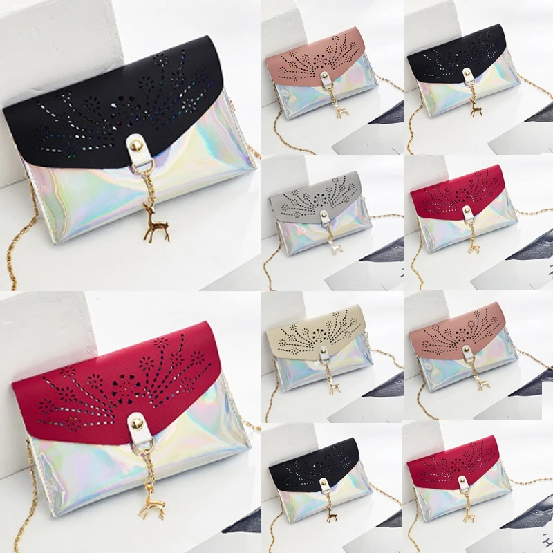 

NEW Women PU Leather Crossbody Shoulder Messenger Chain Bags Handbag Black Fashion Bags Phone Flap Pocket Ladies Casual Wallet