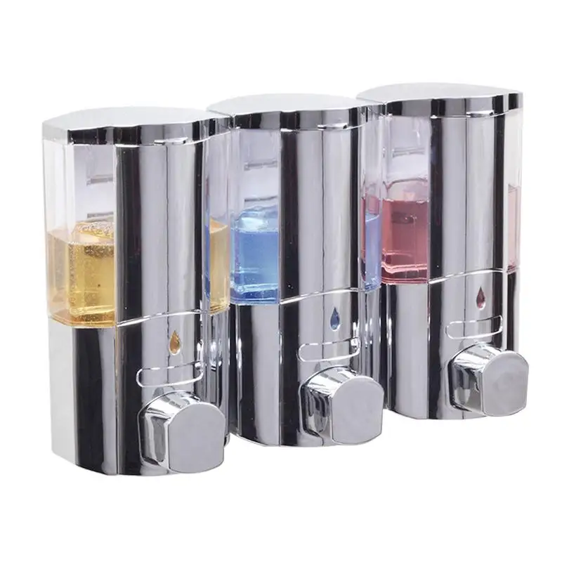 Electroplating Three Head Soap Dispenser Plastic Shampoo Conditioner