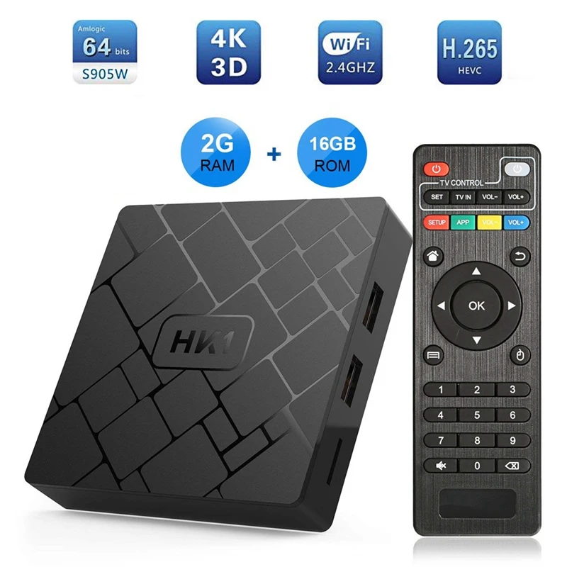 Hk1 Android 7,1 Smart Tv Box 4K Amlogic S905W 2G Ram 16G Rom телеприставка Wifi медиаплеер ТВ приемник Play Store Бесплатные приложения США