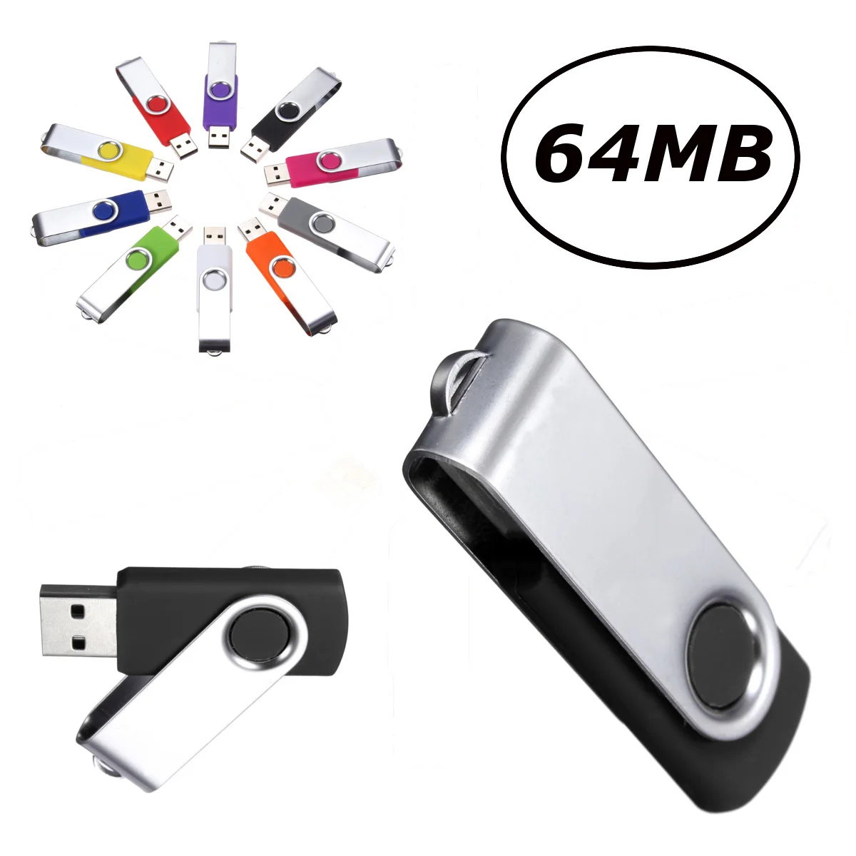 

USB Flash Drive 64MB USB 2.0 Pendrive for Smart Phone Tablet PC Rotary USB Flash Memory Stick Storage Gift Thumb Pen
