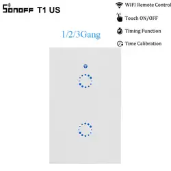 Интеллектуальный выключатель света Sonoff T1 US Smart Wi-Fi настенный выключатель света РФ/APP/Touch Управление настенный светильник дистанционный