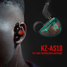 Kz-AS10 5BA HIFI подвижные железные стерео наушники-вкладыши гарнитура 5 штук 5 сбалансированных арматурных драйвер монитор наушники для IOS/Android