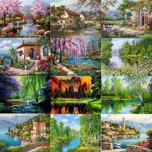 Miaodu Алмазная вышивка пейзаж полный квадратный круглый сверло Набор алмазной живописи живописные Стразы Алмазная мозаика домашний декор