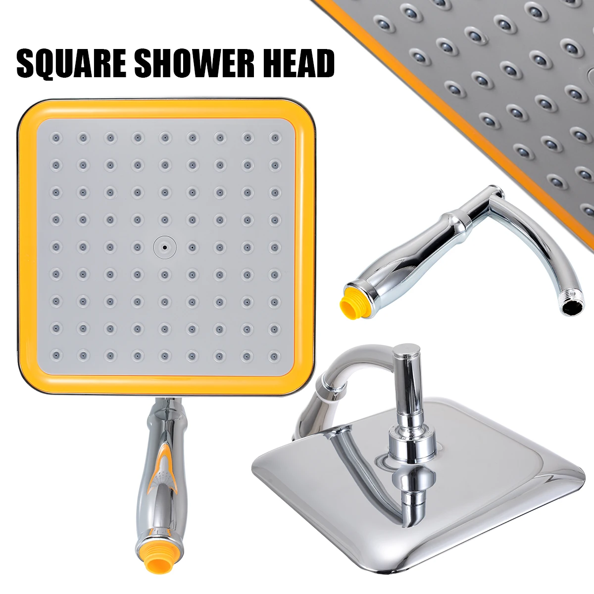 

ABS Chrome Water Rains Shower Head Large Square Shower Head with Wall Mount Extension Shower Arm for Bathroom Shower Set