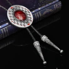 Nickwear овальные рубиновые с черным плетеные кожаные Галстуки Bolo классические мужские рубашки костюмы ожерелье с галстуком Регулируемый Западный галстук-бабочка Bolo