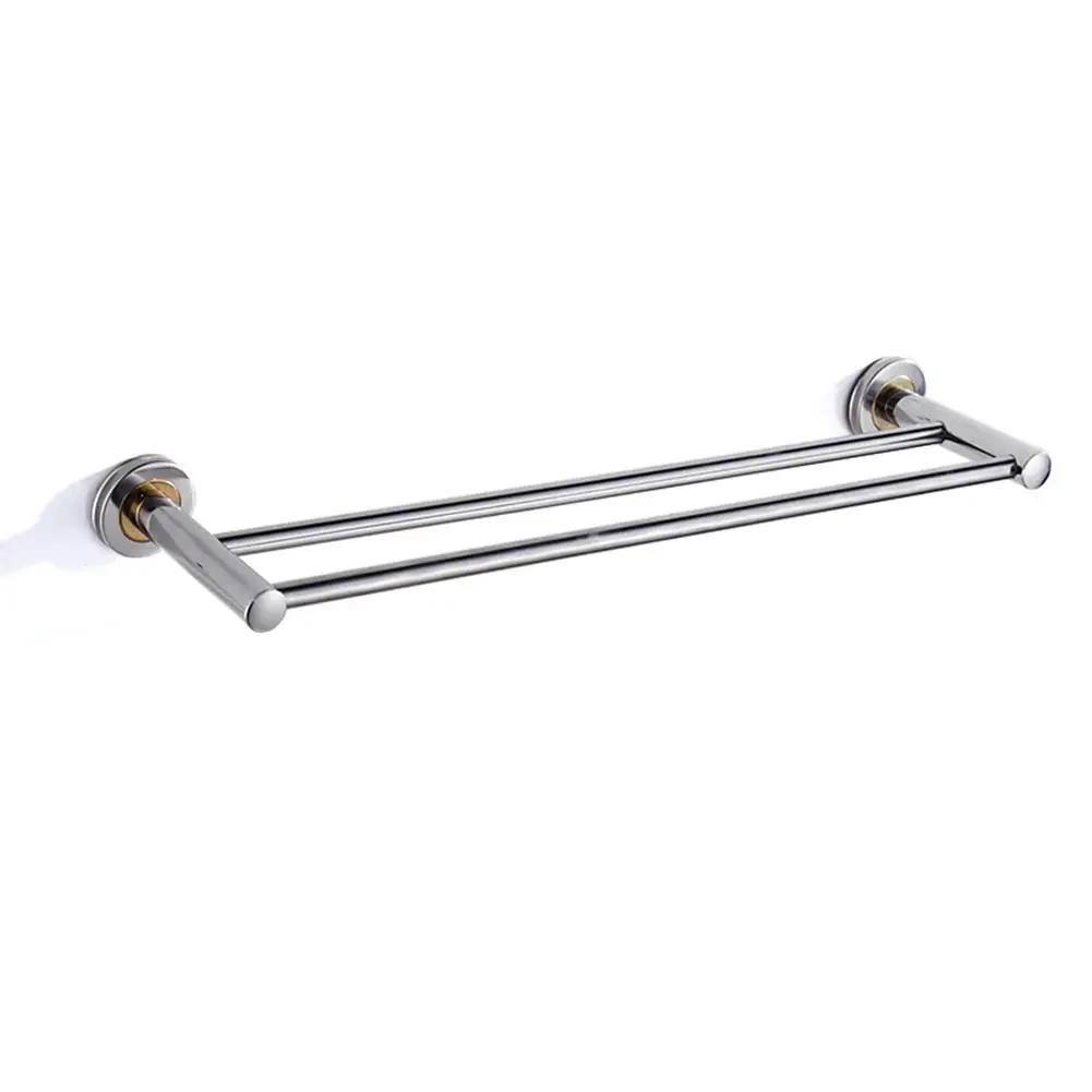 Towel Rack Wall Mounted Thick Stainless Steel Bathroom Towel Rack Shelf 1 or 2 Rail 40/50/60cm