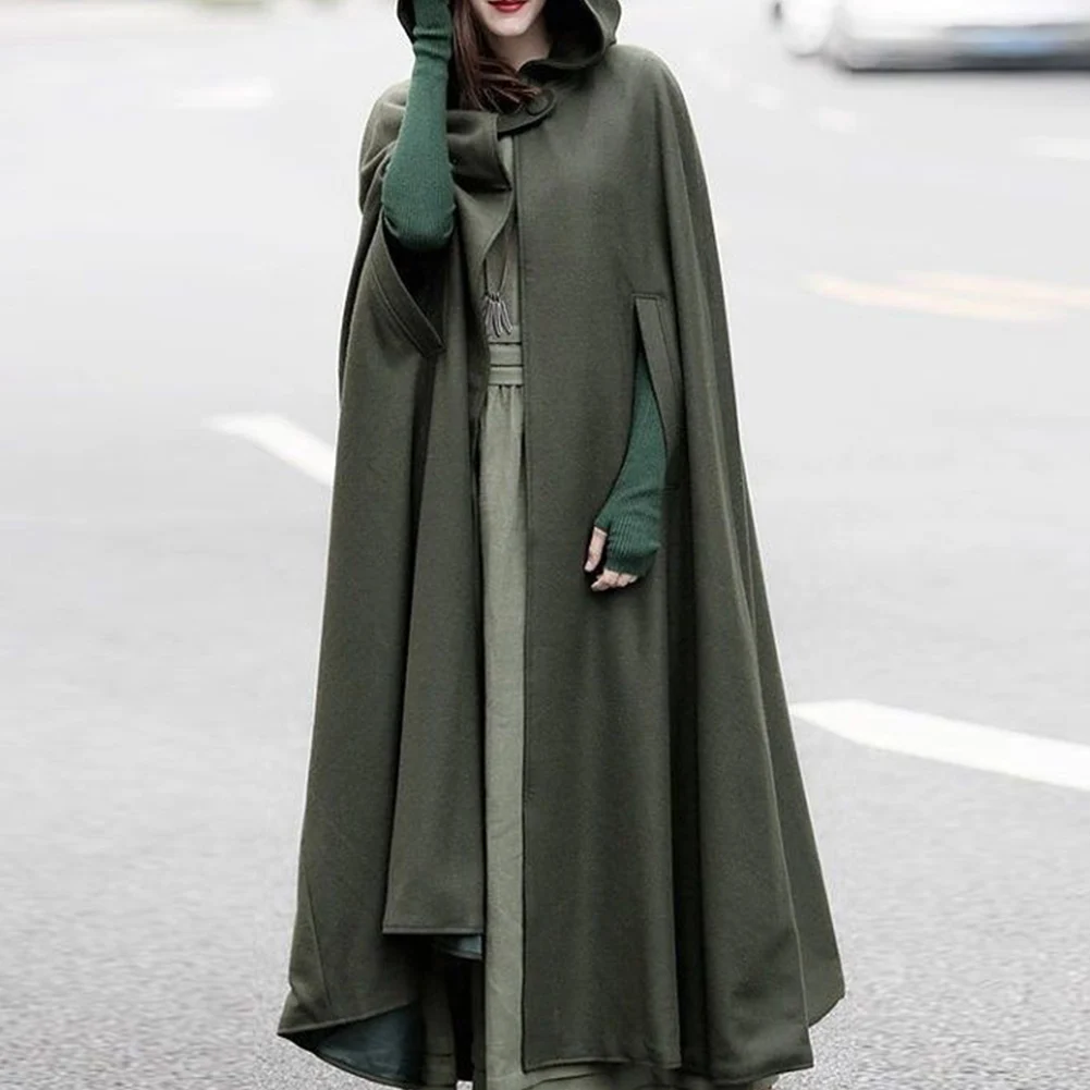 

Medieval Witch Halloween Womens Fashion Jackets Cosplay Coat Ladies Cloak Parka Outwear Vintage Elegant Hooded Maxi Long Cloak