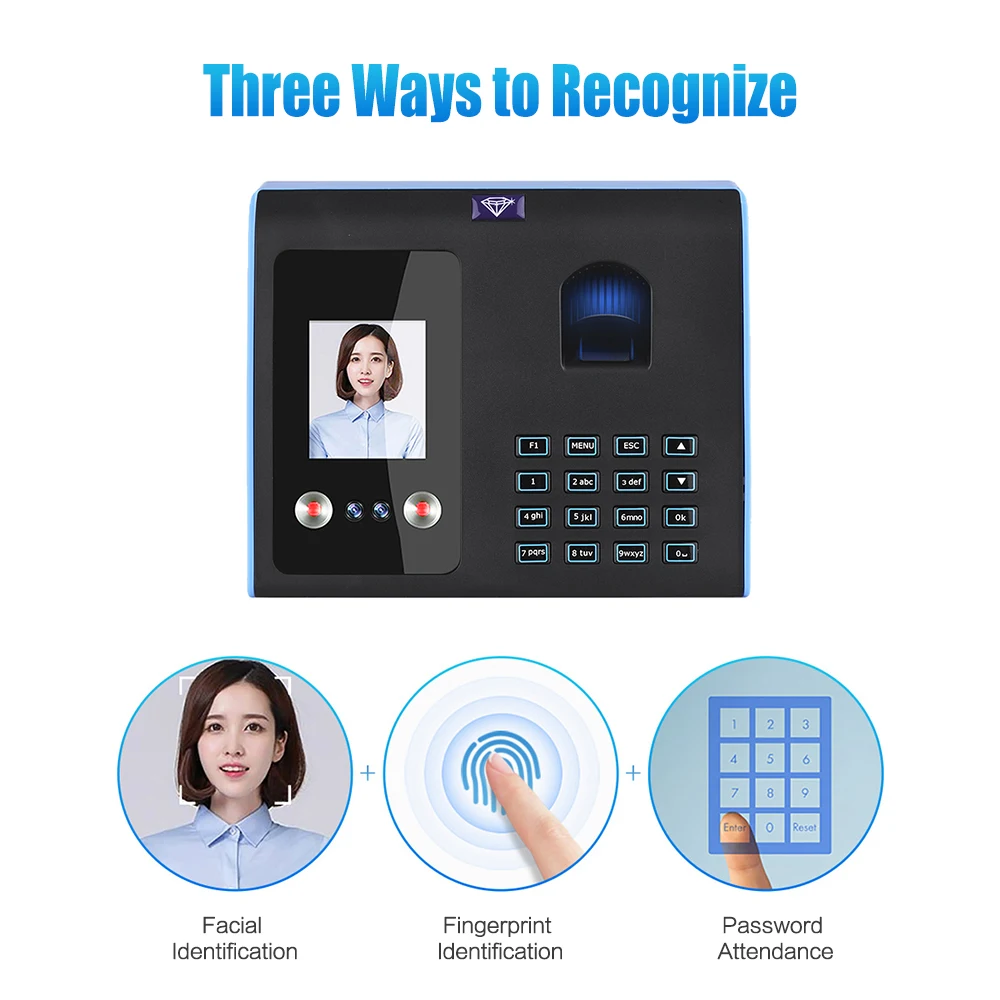 E6 Intelligent Attendance Machine Face Fingerprint Password Recognition Mix Biometric Time Clock for Employees