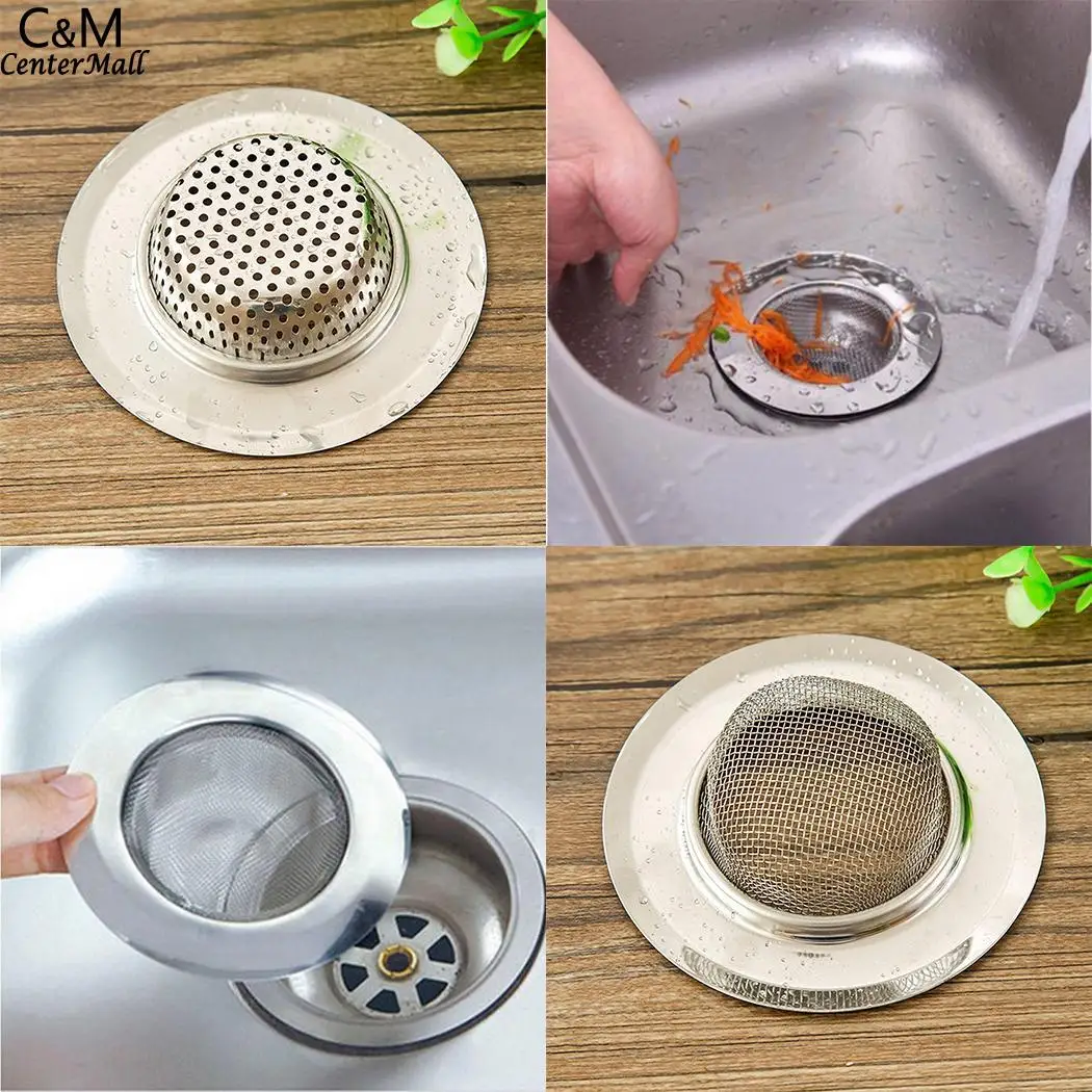 

Kitchen Sink Strainer Drain Stop Floor Drain Hair Stopper Bath Catcher Silver Cover Kitchen, Bathroom Tool
