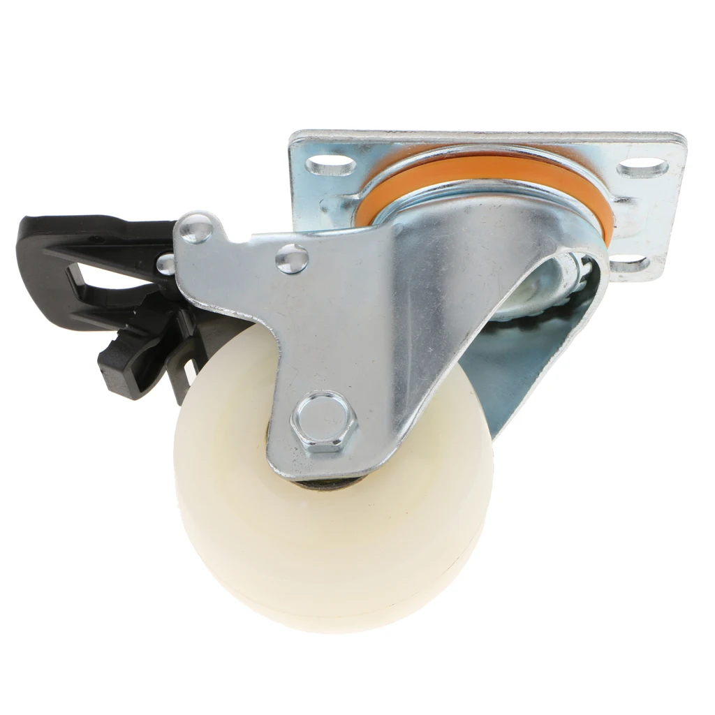 

112kg Capacity Swivel Caster Wheel Rubber Base Top Plate Trolley Caster with Brake 3-Inch