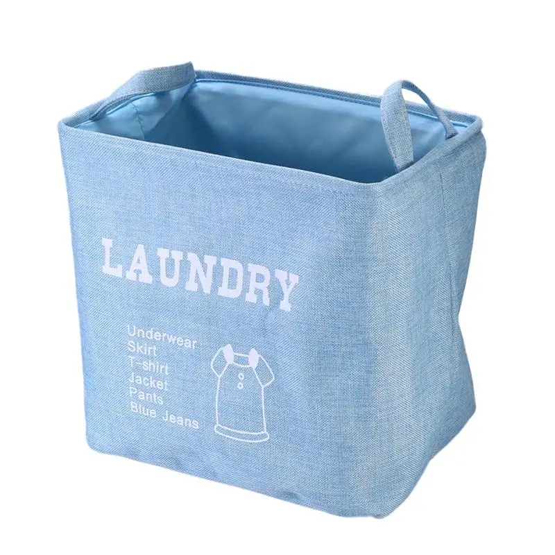 مربع الكتان لعبة علب تخزين سلة مع مقبض لعبة المنظم ل الحضانة تخزين الاطفال لعبة الغسيل سلال هدايا (السماء الزرقاء)
