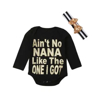 

New Newborn Infant Baby Girl Clothes Long Sleeve Romper Cotton Casual Letter Striped Headbands Playsuit Jumpsuit Baby 0-24M