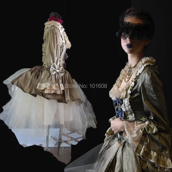 

Tailored! Eras Vintage Cocktail Ball 2-PCS Civil war Theatre 18th Court Belle Marie Antoinette DRESS Victorian dresses HL-356
