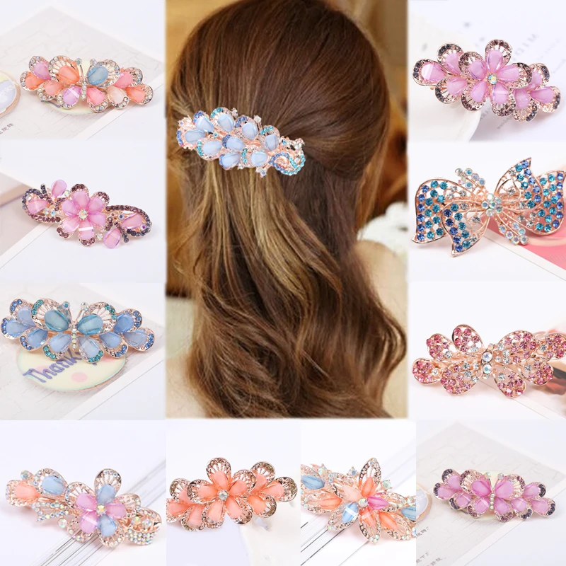 

Hot Women Girl Crystal Rhinestone Flower Hair Clip Peacock Butterfly Hair Barrette Clip Hairpin Hairgrips Gift