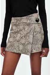 2019 Женская мода змеиный принт короткая юбка сексуальное с завышенной талией шорты Ретро Высокая уличная юбка шорты