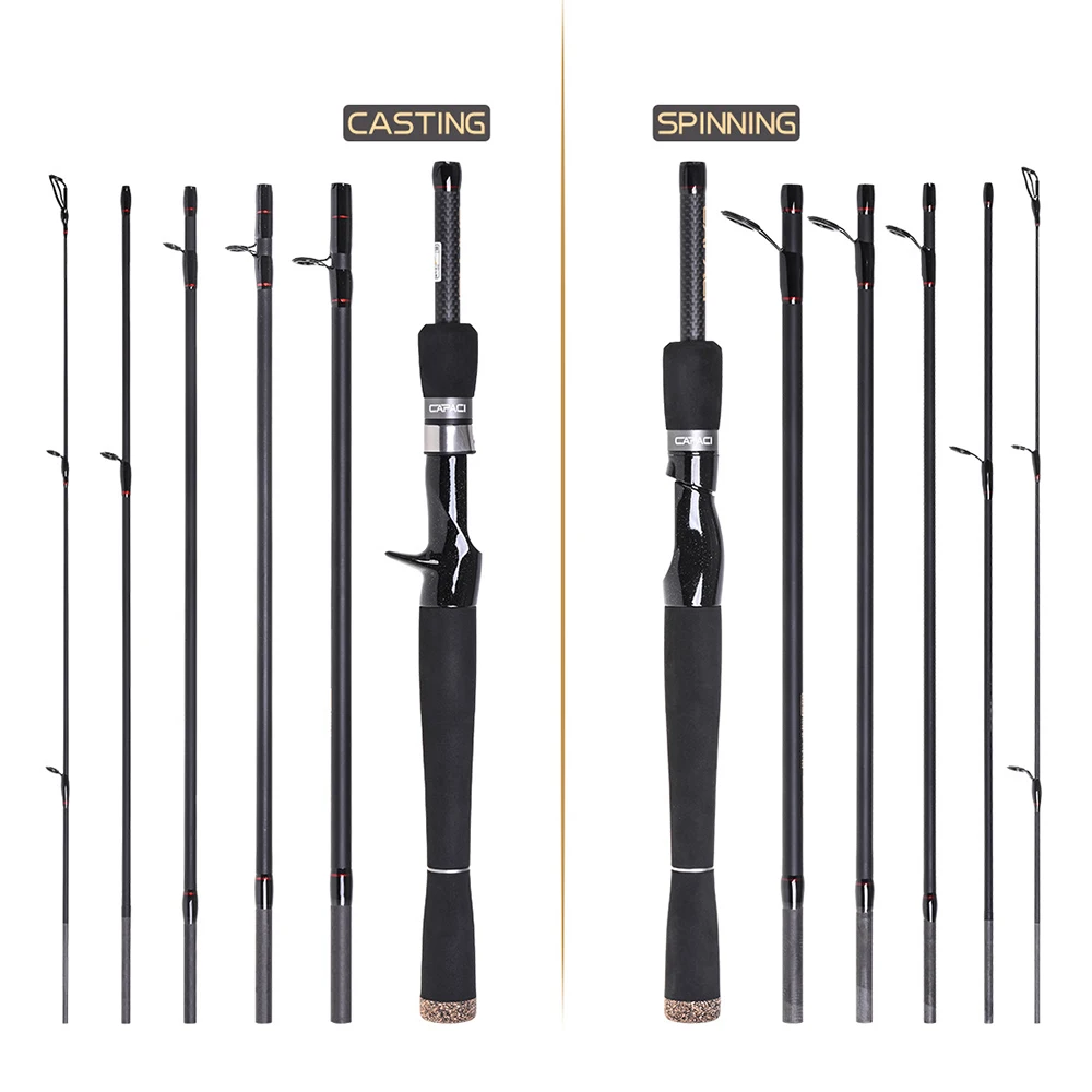 

New Outdoor 2.1m / 2.4m 6 Sections Carbon Fiber Spinning / Casting Fishing Rod Lure Fishing Rod Hand Pole Fishing Tackle
