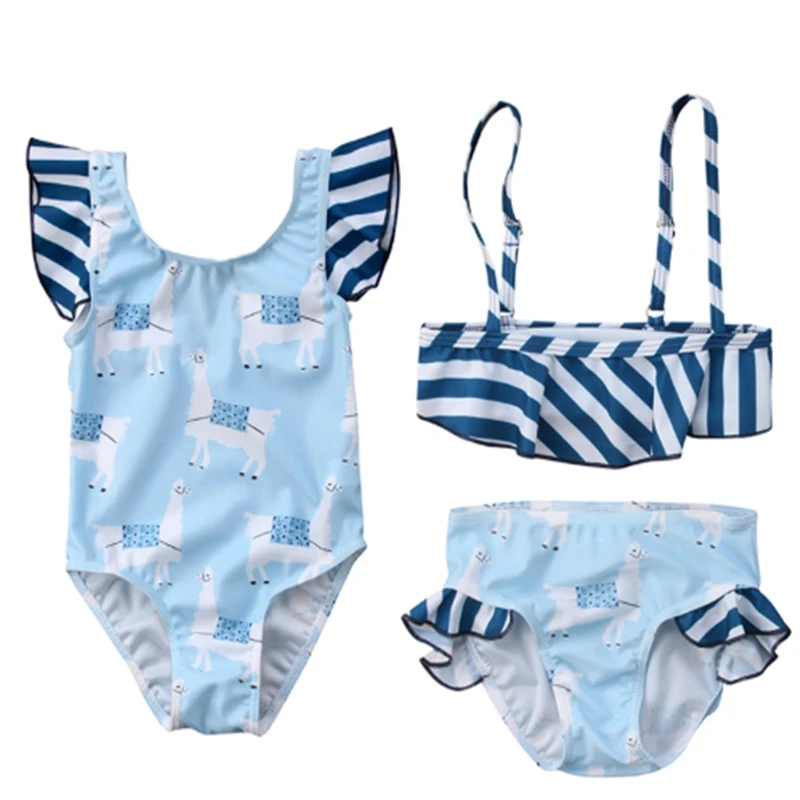 

2019 New Summer Baby Girls Kids Stripe Bathing Suit Swimwear Bikini Tankini Swimsuit Children Clothes