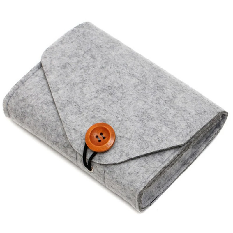 

Mini Felt Pouch Power Bank Storage Bag For Data Cable Mouse Travel Organizer
