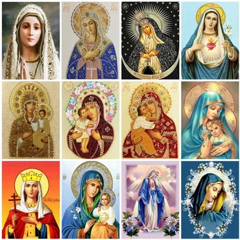 

Huacan DIY Diamond Painting Religion Icon Full Square Rhinestone 5D Diamond Embroidery Cross Stitch Mosaic Painting Home Decor