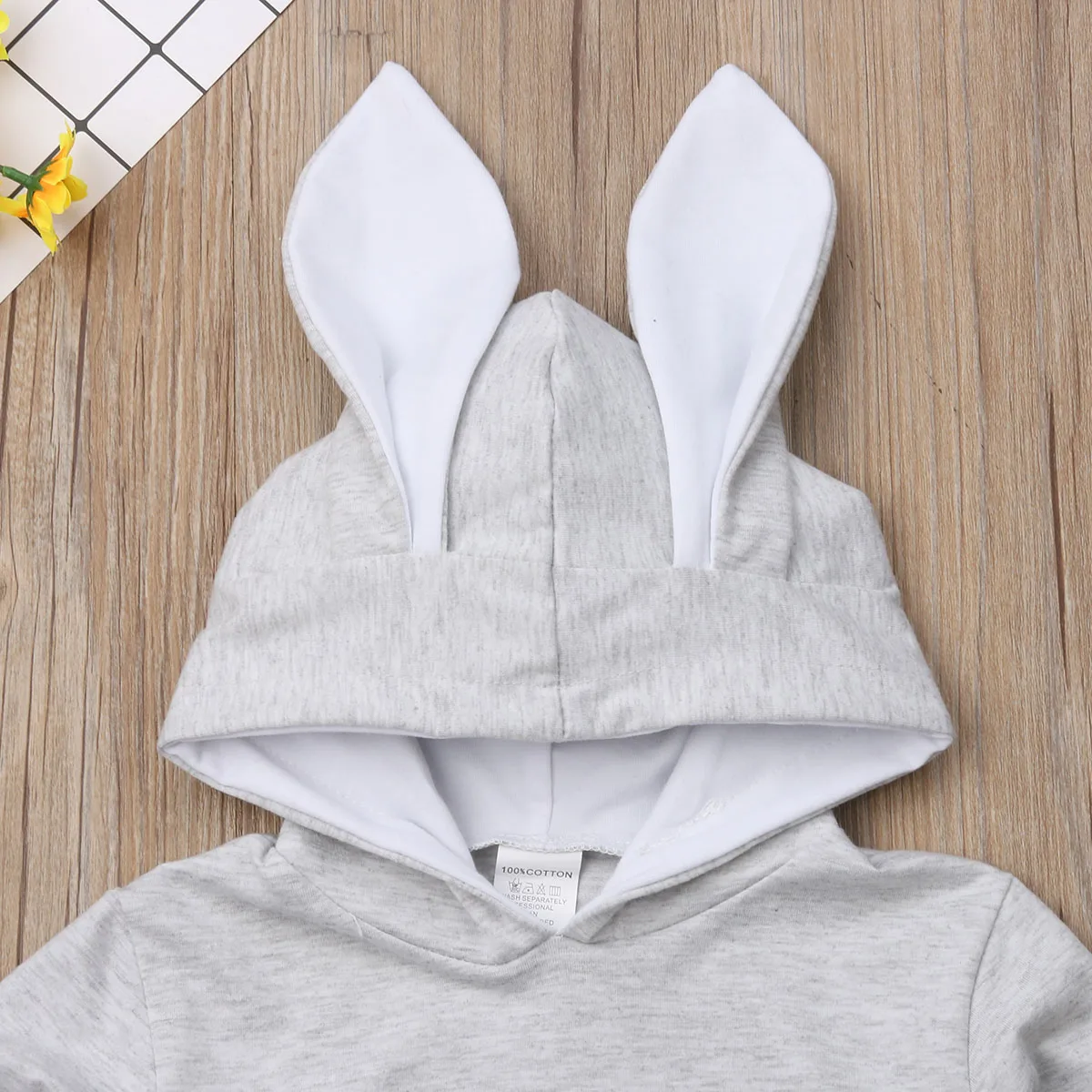Baby Girl Clothes Hoodie Sweatshirt Solid Long Sleeve Rabbit Ear Outwear