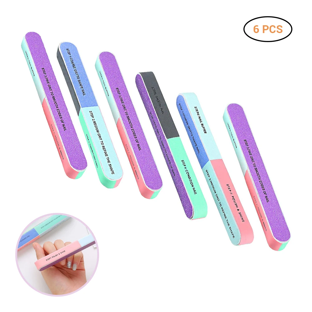 

6 Pcs Popular Nailfile Manicure Durable Shiner Buffer Buffing Block Sanding Nail Files lime a ongle professionel