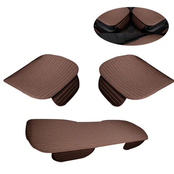 

Three Pieces Car Breathable Seat Cover Pad Cushion Auto Seat Mat Kit (Coffee)