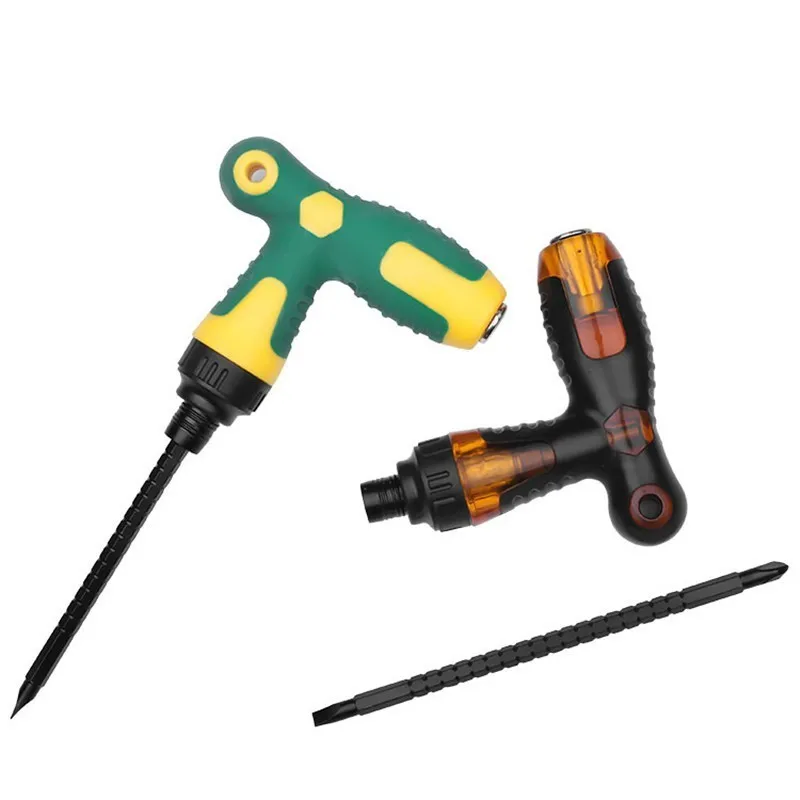

1pc Ratchet Screwdriver 3 Functions Magnetism Extension Rod Scalable T Shape Shank Handle Dismountable Sockets Hand Tools