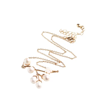 

99-carat fresh golden artificial pearl, flower and fruit branches, neck and clavicle chain, feminine style and simplicity